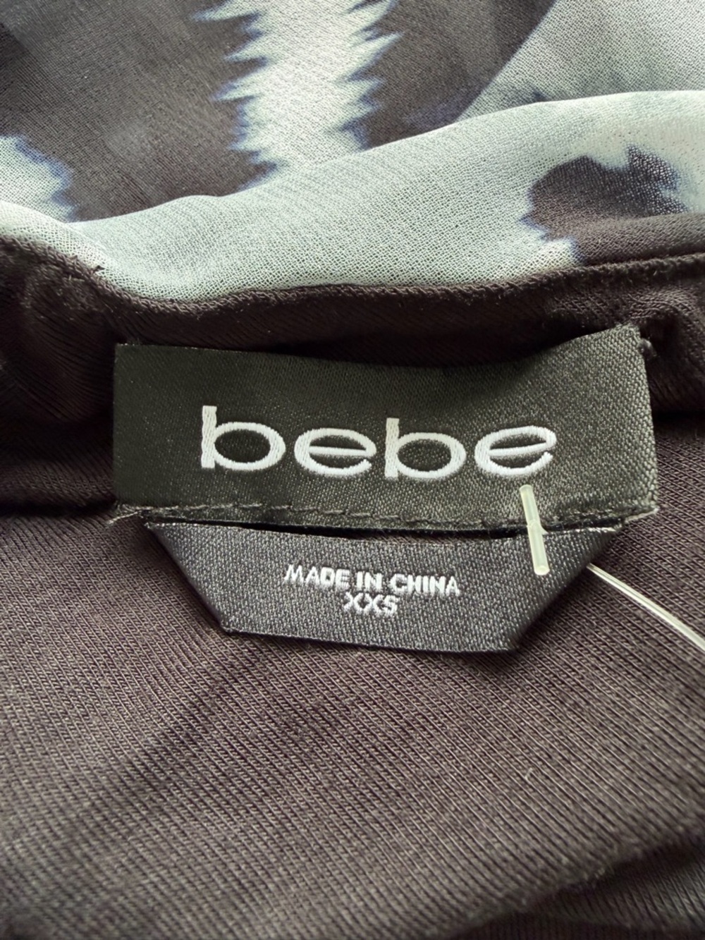 bebe Black One-Shoulder Dress with Gray Abstract Print Overlay XXS - Picture 2 of 8